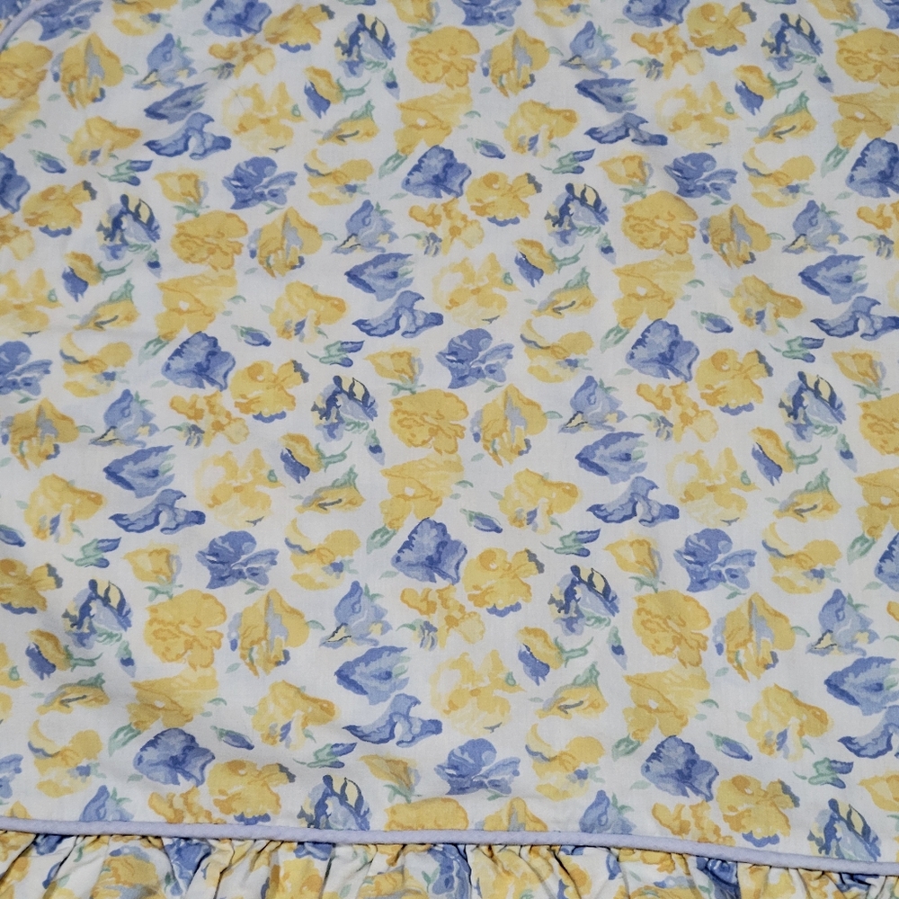 Laura Ashley Charlotte confetti yellow blue ruffled border pillow sham standard - Picture 3 of 12